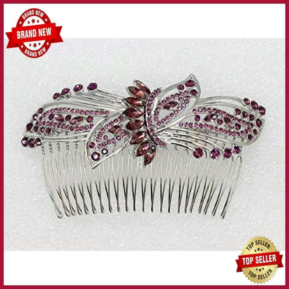 Large Floral Rhinestone Hair Comb for Special Occasions